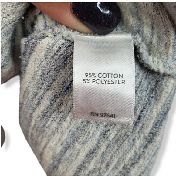 PURE J Jill Knit Top XL Blue Ivory Sleeveless Textured Cowl Neck Lagenlook Beach - Picture 4 of 8